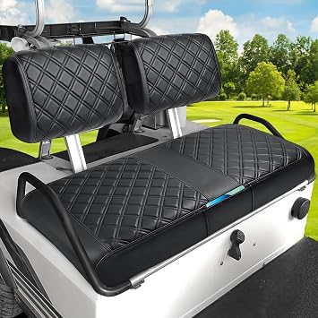 Club Car DS Pre-2000 Seat Cover, Golf Cart Front Seat Cover Fit For Club Car DS 1982-2000 OEM Ordinary Seat Cushion, Concave and Convex Design Appearance, Thick Vinyl Leather Comfortable/Breathable