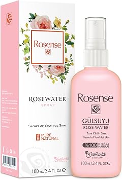 100% Pure Natural Vegan Turkish Rosewater Hydrating Face Mist/Rose Water Face Toner No Additives, No Chemicals, No Preservatives 100mL/3.4 Oz