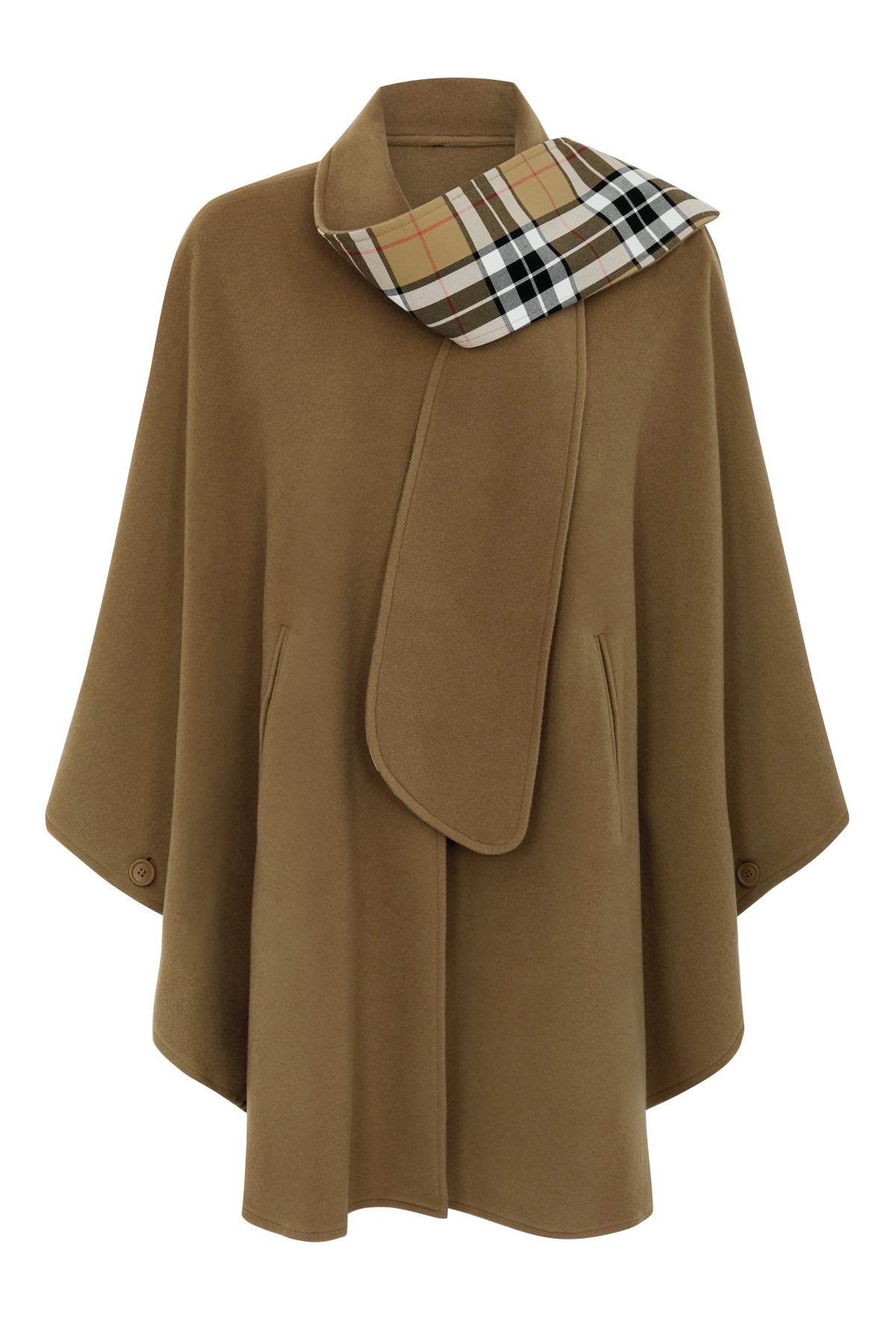 Oxfords Cashmere Women's Camel Thomson Style3 Tartan Trim Cape (Camel Thomson Style3)
