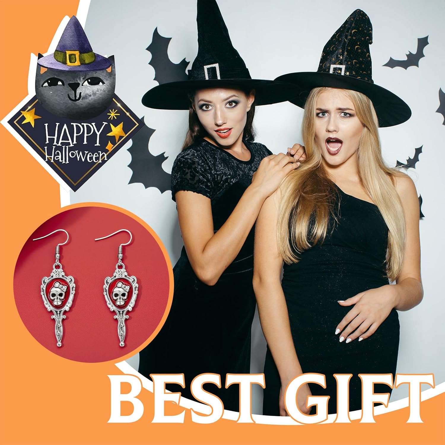 Halloween Earrings for Women Skeleton Spider Pumpkin Ghost Bat Dangle Earrings Set Gothic Jewelry Halloween Accessories Costumes Woman 2025 Party Favors - Image 4