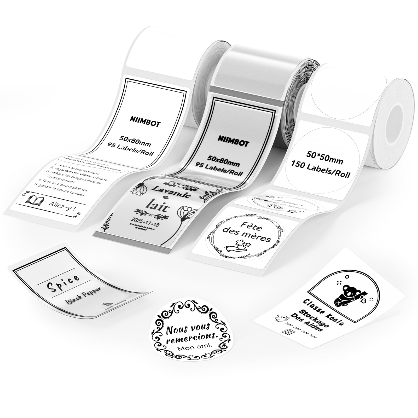 NIIMBOT 3 Rolls Label Maker Tape Thermal Paper Waterproof Labels Thermal Printer Labels with Self-Adhesive for B21/B1/B3S Label Maker