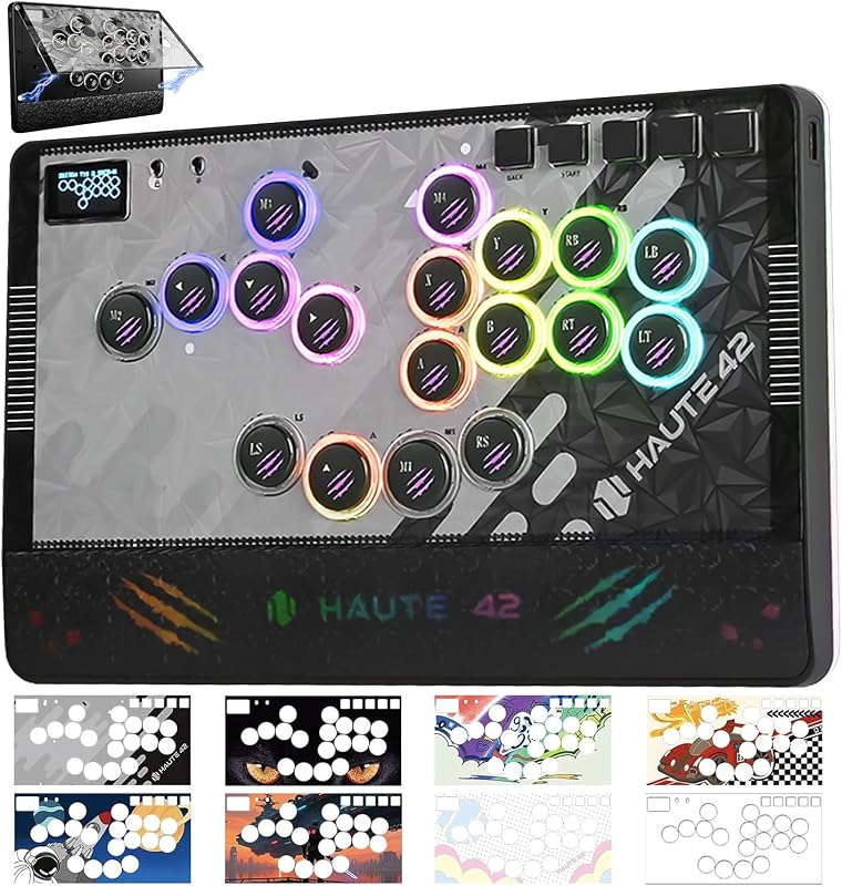 Haute42 C-AT Leverless Controller, Hot Swap Arcade Fightstick for PC/Switch | Cable Lock, Hot Swap, SOCD/Turbo, For PC/PS3/PS4/Switch