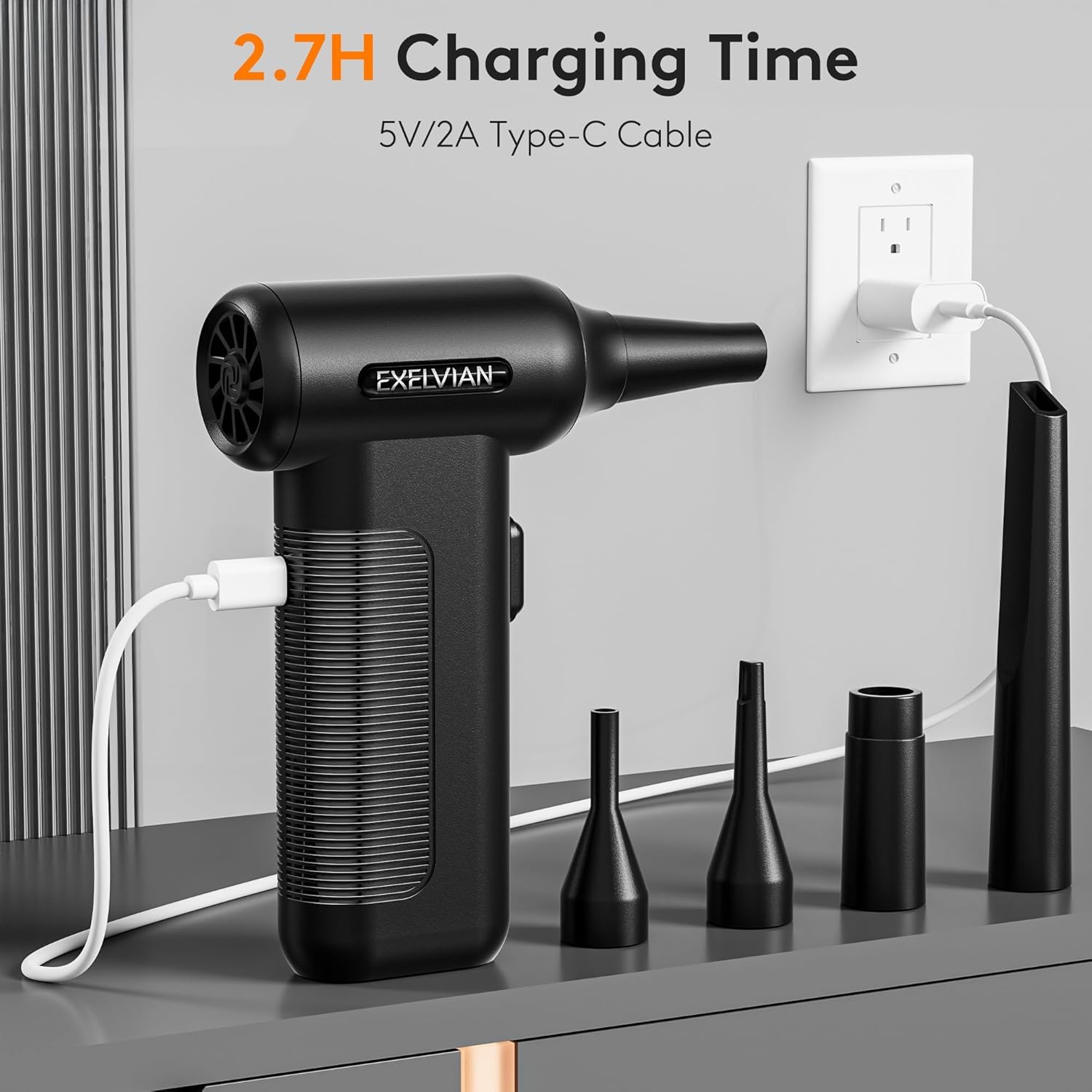 Compressed Air Duster Electric : 150000RPM 10000mAh LED 6-Gear Adjustable Keyboard Cleaner, Wireless Rechargeable Duster for Computer Keyboard Cleaning