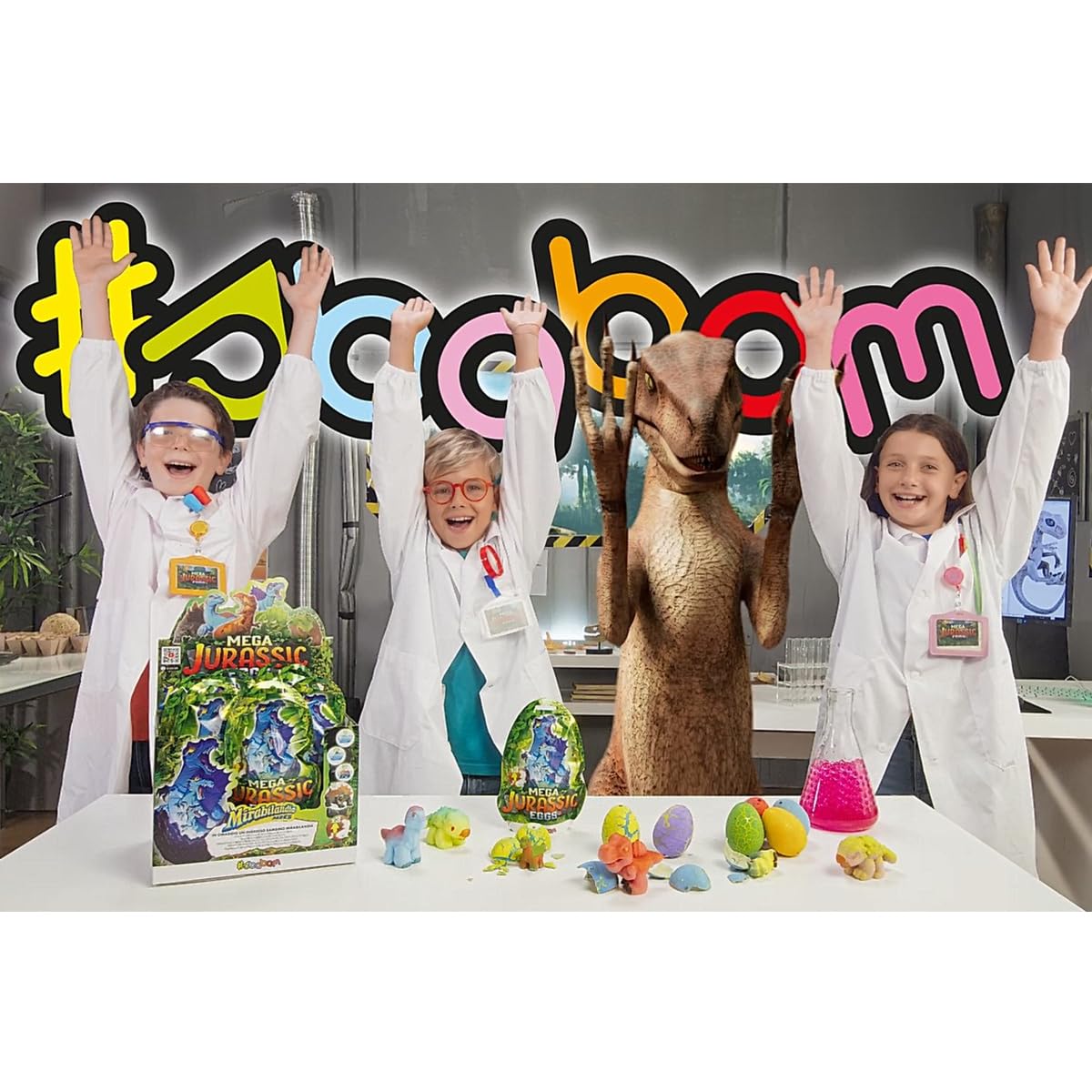 #sbabam Funny Box Mega Jurassic Eggs, zabawka od 3 lat, 3 sztuki, zabawka dinozaura dla dzieci urodzonych z magicznych jaj – idealna jako prezent dla dziecka