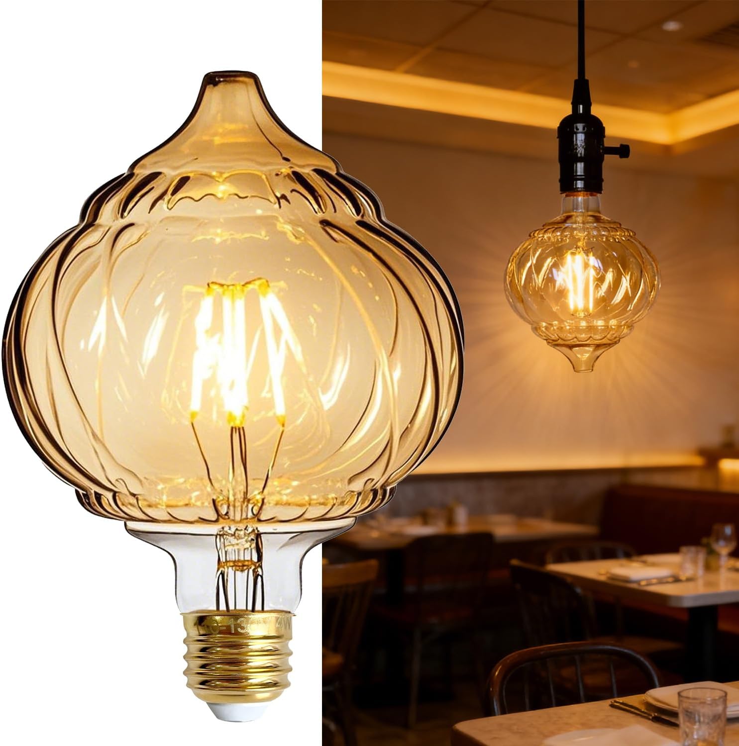 Vintage Led Bulb Big Lantern G40 4W 2500Kelvin Warmth Glow 40W Equally 110-130V E26 Decorative Edison Bulb