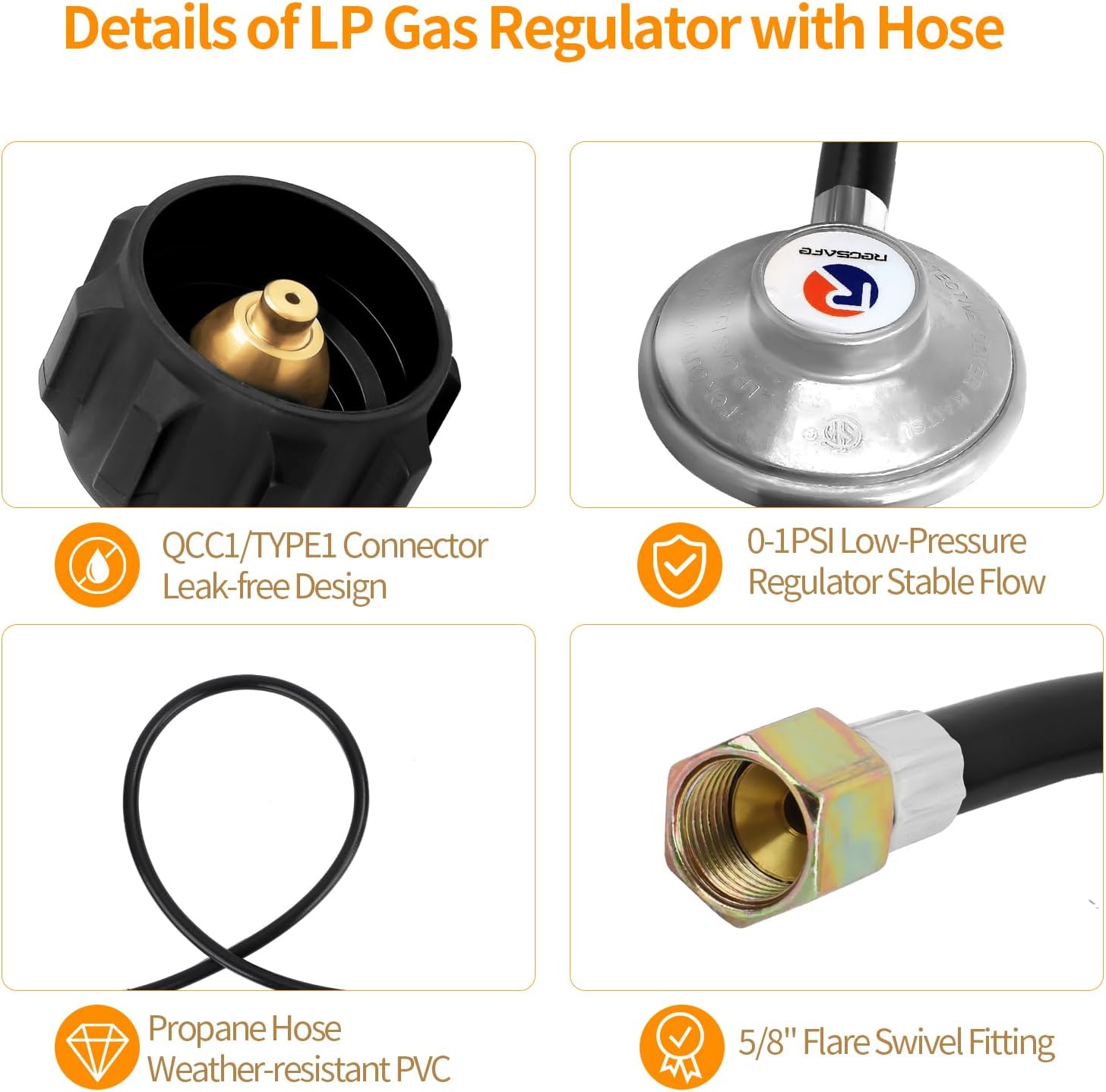 2Feet+6Feet Gas Grill Regulator