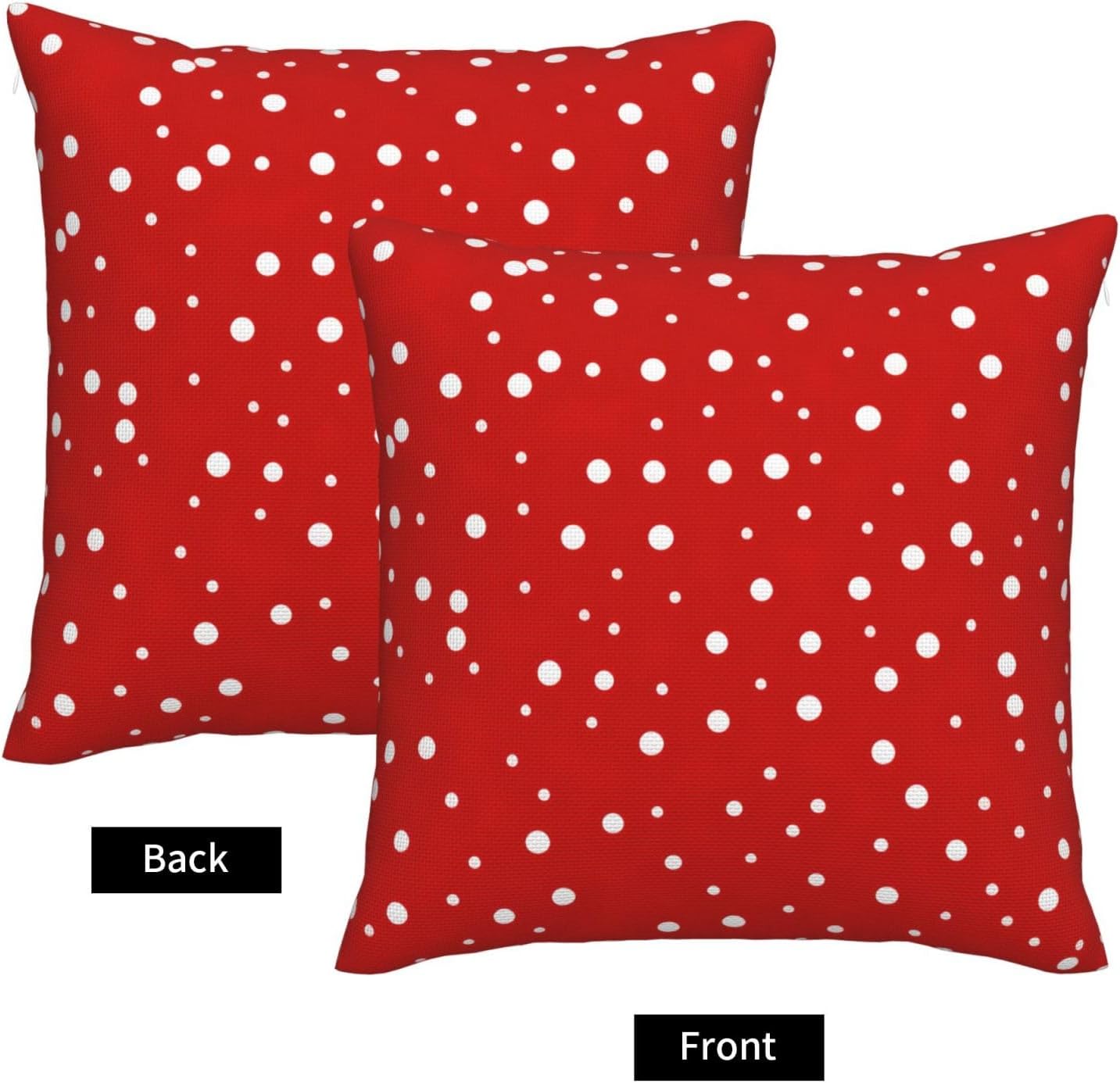 Red and White Polka Dots Imitation Linen Pillowcase -2 Sets, Fashionable Home Decoration, Used for Sofas, Gardens, beds