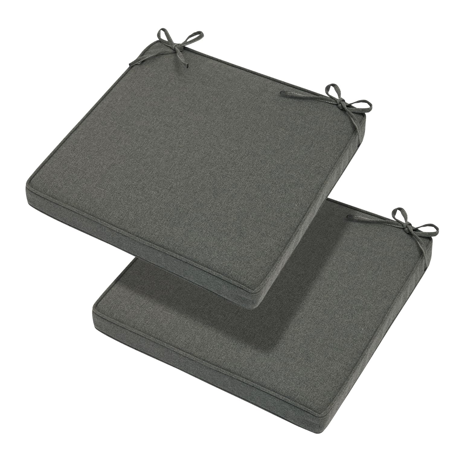 Photo 1 of Magpie Fabrics Indoor Outdoor Waterproof Square Chair Cushion, 18" x 18" x 2.5", 2 Pack, Water Resistant Seat Cushions, for Patio Garden Office, Dark Grey
