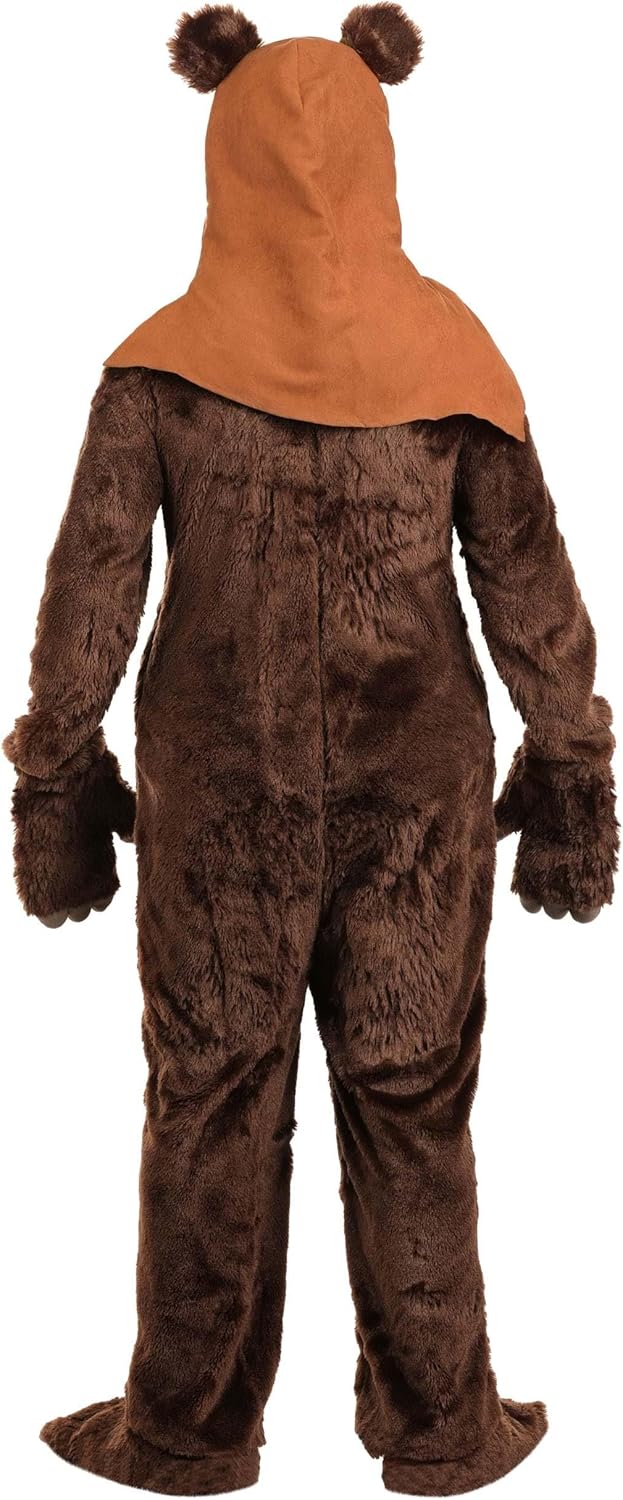 Deluxe Star Wars Ewok Costume for Men & Women - Plush Jumpsuit, Hood, Gloves, Shoe Covers - Officially Licensed