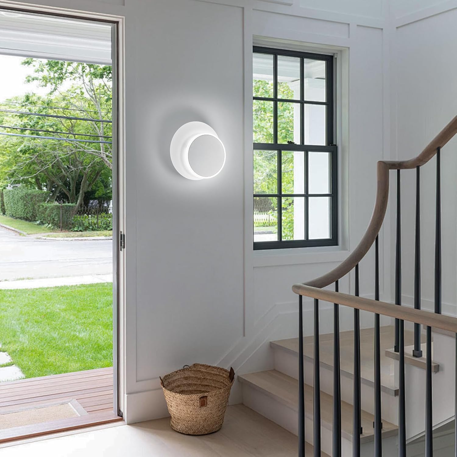 LMQNINE Modern Wall Sconce Acrylic Wall Lights LED White Lighting Fixture 6000K 5W Dimmable Round Wall Light for Living Room Bedroom Bedside Hallway