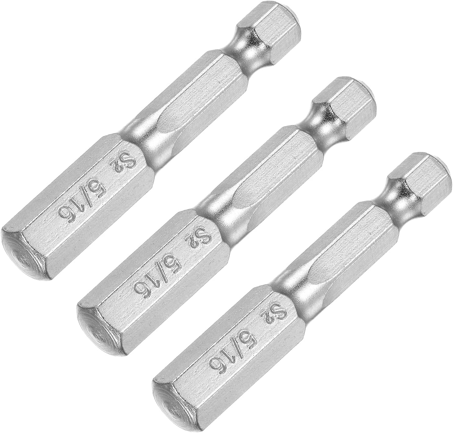 5/16" Magnetic Hex Head Screwdriver Bit, 1/4" Hex Shank 2" Length S2 Steel Power Tool, 3 Pcs