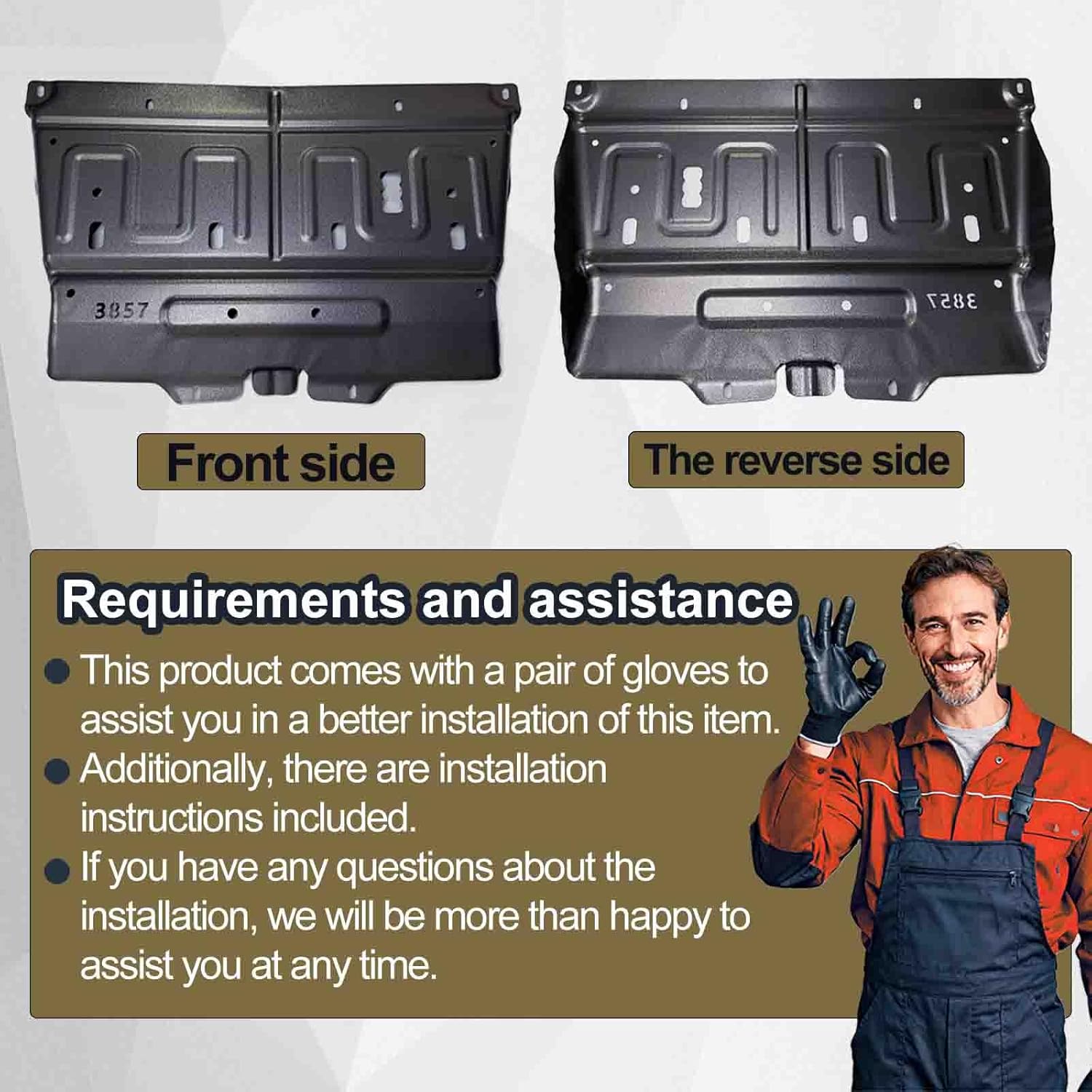 New Update 3D Manganese Steel Splash Panel Shield ML3Z-7222-D,JL3Z-7222-C Compatible with 2015-2020 F150 Ford.