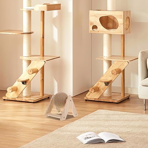 Miniatura 6 de Aboofan Juguete rascador para gatos con bola de sisal para gatos, bola de cuerda para rascar interactiva, giratoria, juguete rascador de mascotas,