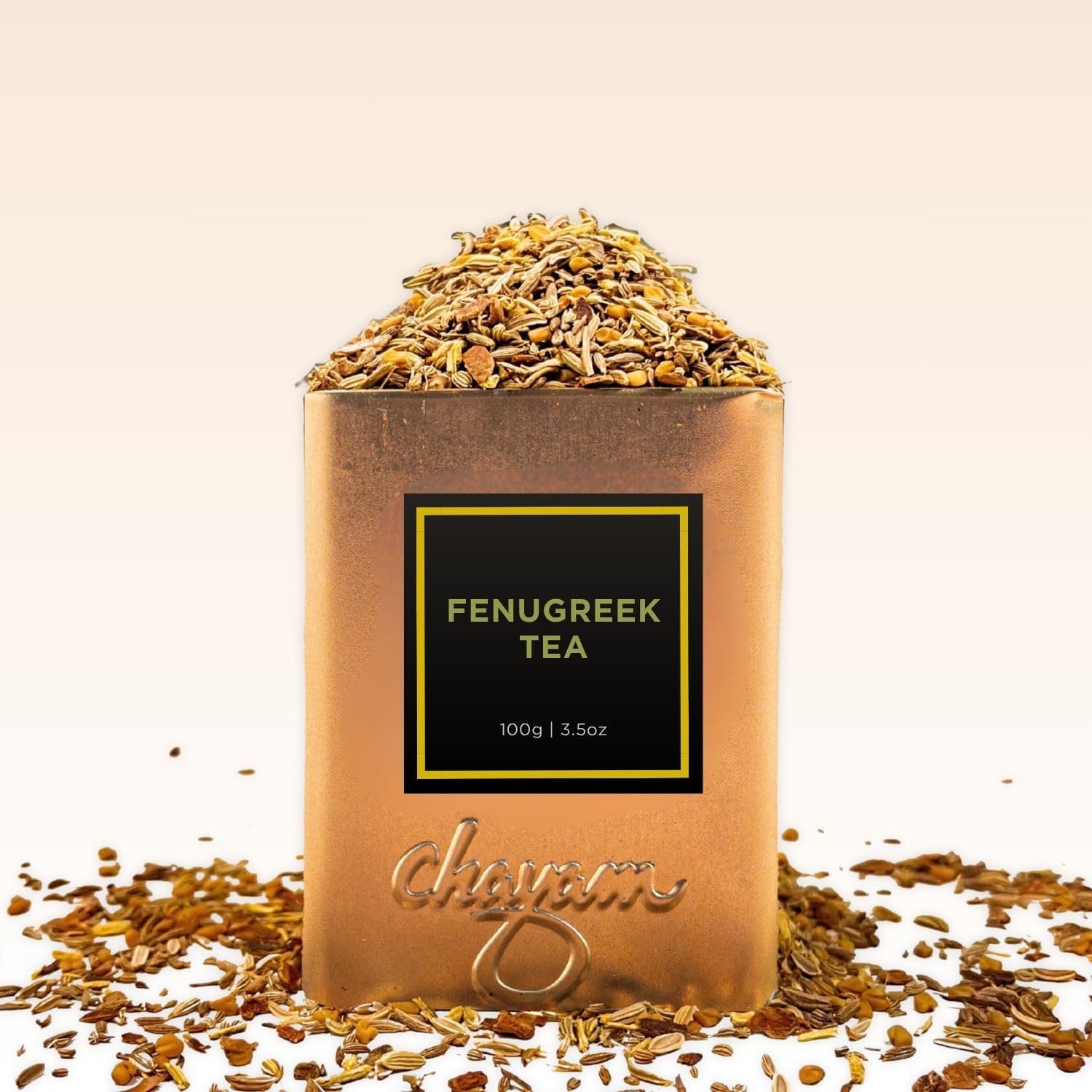 CHAYAMFenugreek Herbal Tea - 100g/3.53oz | Premium Fenugreek Seed Tea in Tin | Fennel, Fenugreek, Cumin, Ajwain, Licorice | Caffeine-Free, 100% Natural, No Added Flavour | Digestive & Relaxing Blend