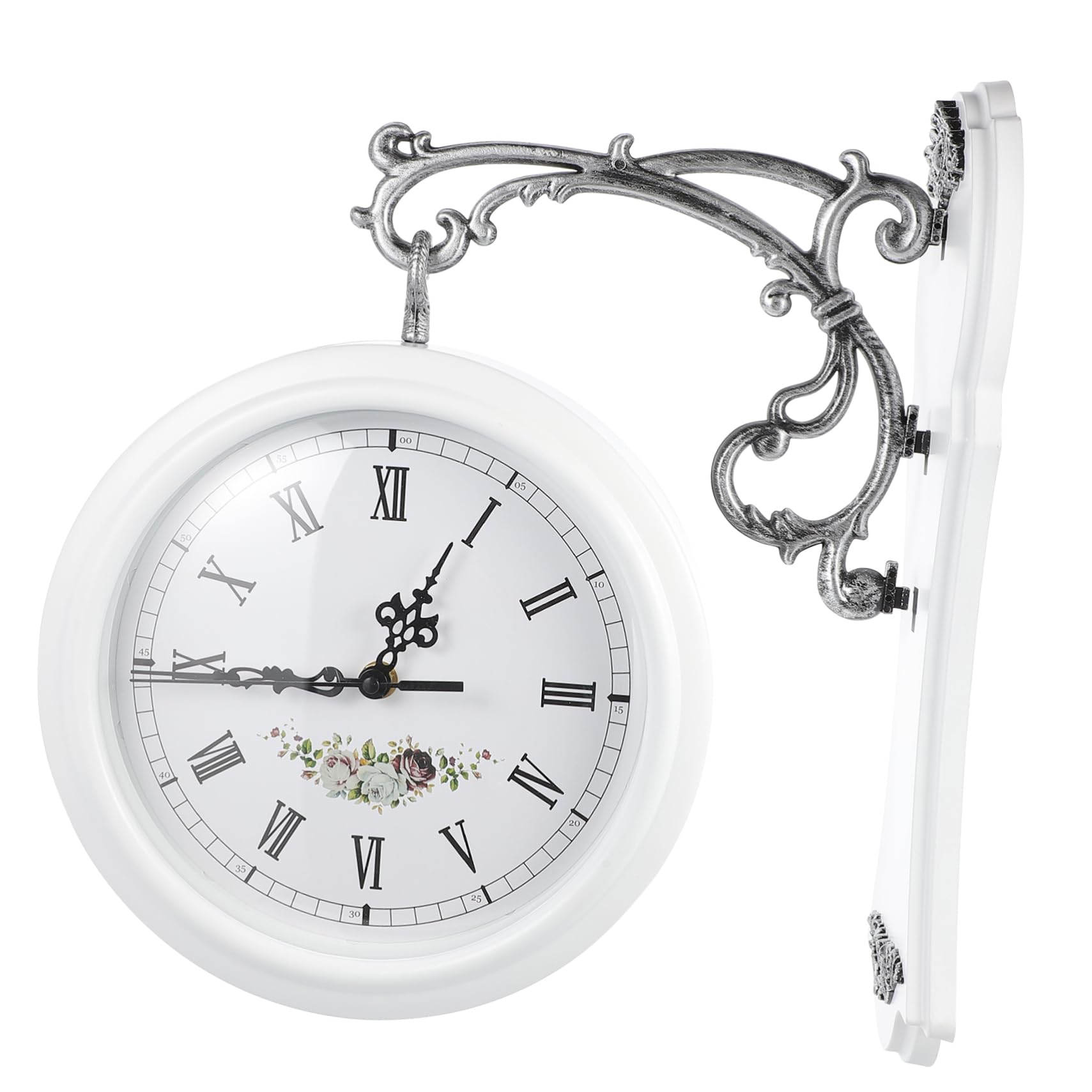Horloge murale double face blanche IMIKEYA vintage et rotative pour salon