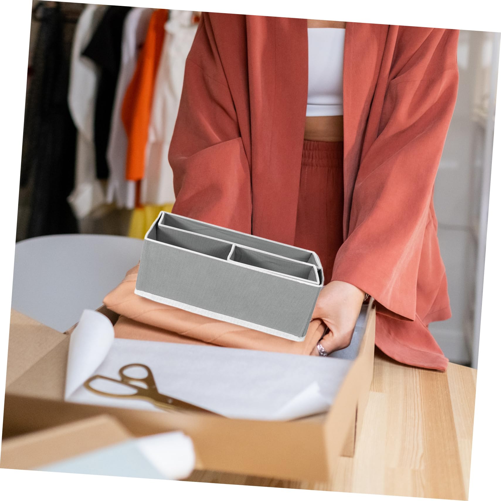 GALPADA 6pezzi Organizer per Mutandine in Scomparti Divisi Scatola Pieghevole per Contenitore per Biancheria Intima e Calzini Adatto per Armadio o Viaggi in Grigio