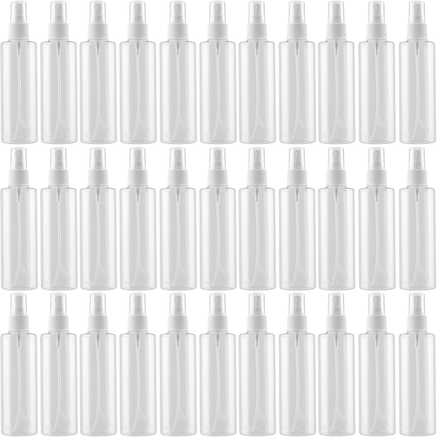 SINJEUN 50 Pack Clear Plastic Spray Bottles with Caps, 4 oz Spray Bottles Mist Sprayer, Refillable Empty Fine Mist Spray Bottle Mini Travel Size Spray Bottles, Leak Proof and BPA-Free