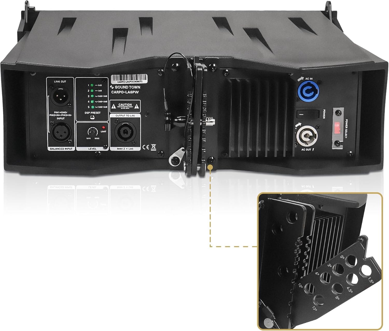Sound Town CARPO Series Line Array System with One Dual 6.5-inch Powered Line Array Speaker, One Dual 6.5-inch Passive Speaker, Flying Frame, Black(CARPO-LA62F)