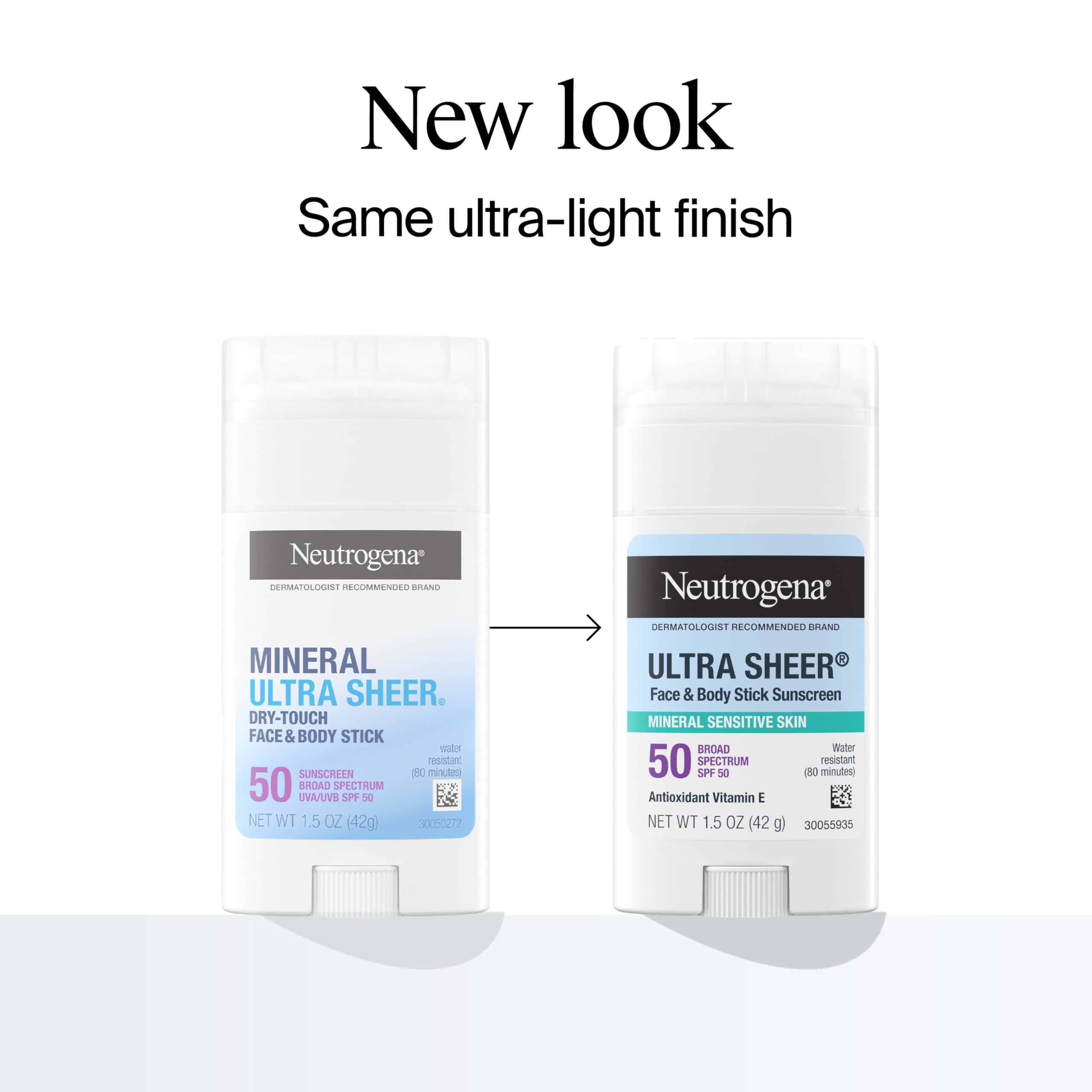 Neutrogena Baguette solaire minérale ultra transparente Dry Touch SPF 50 pour peaux sensibles, visage et corps, sans résidu blanc, non comédogène et végétalien, 42,5 g