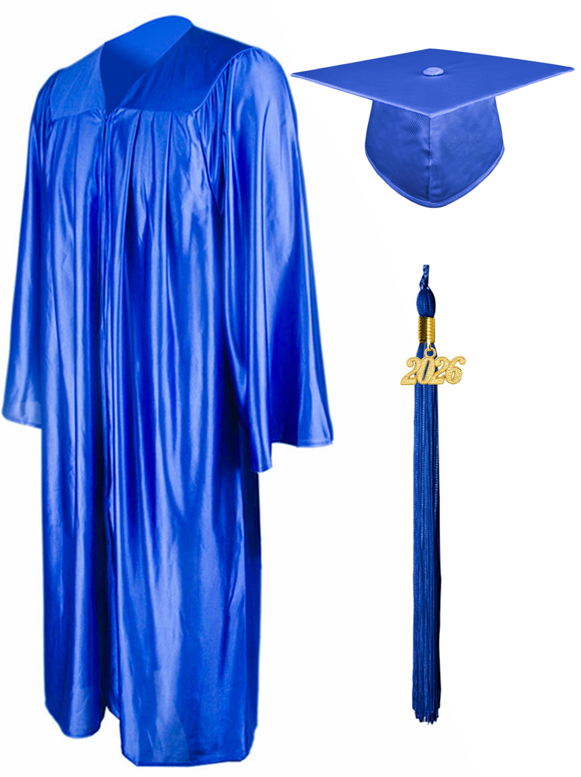 GraduationMall Shiny Graduation Cap and Gown with 2026 Tassel for High School and Bachelor