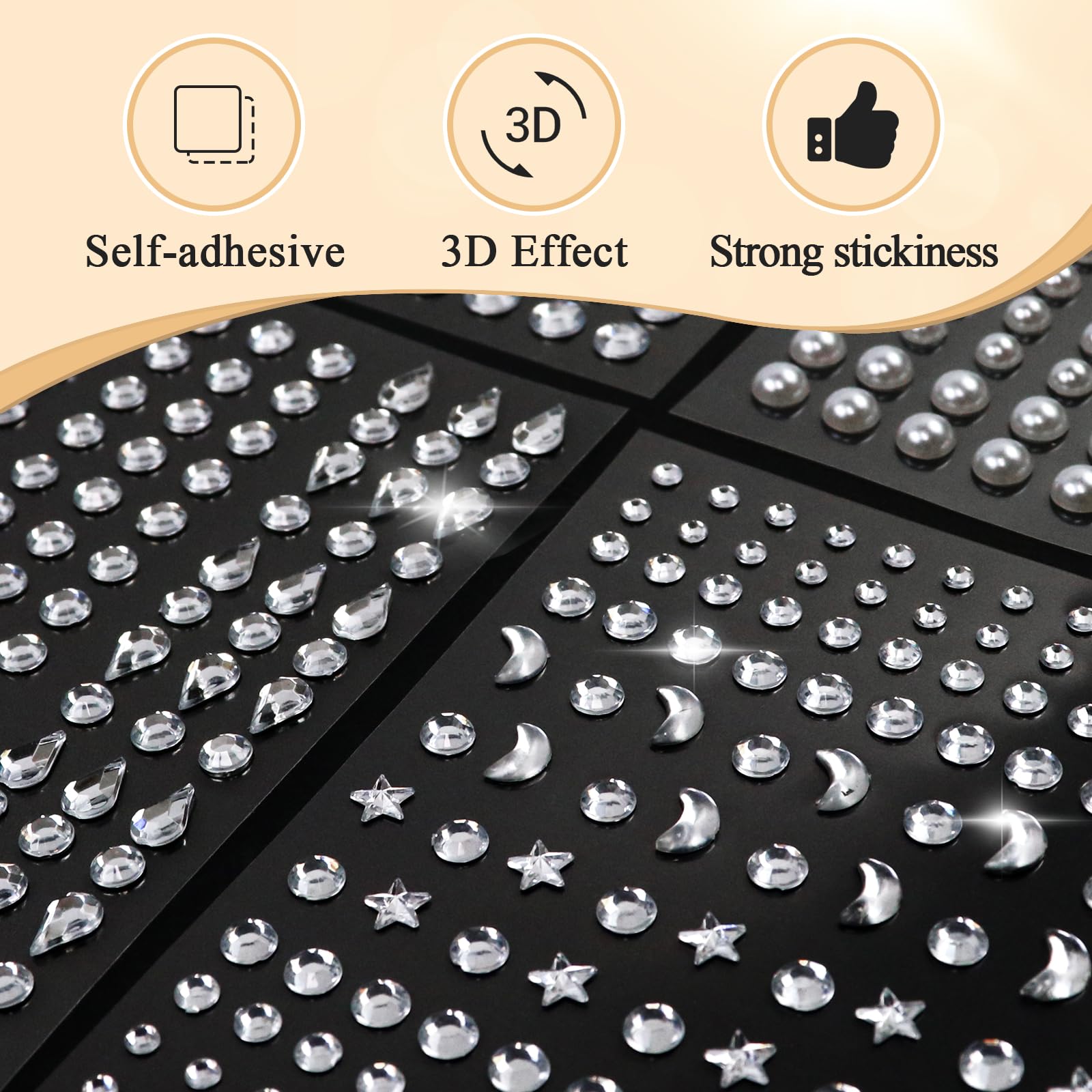 5 vellen Strass Stickers Gezicht, 4 Maten Zelfklevende Edelstenen Stickers DIY Bling Juweel Ambachten Kristal Stickers voor Nagels Haar Gezicht Ogen Lichaam (Rood