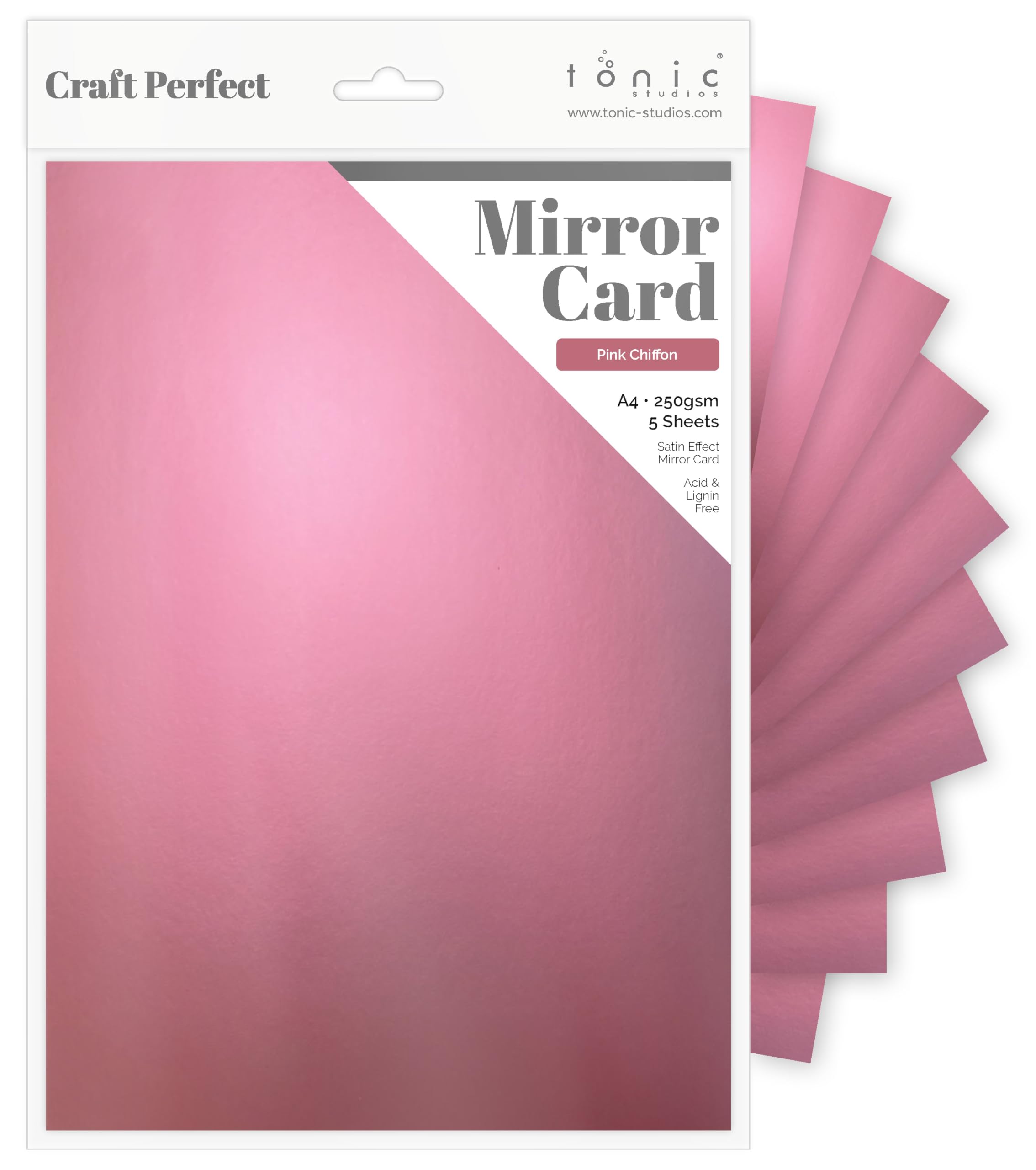 Craft Perfect Satin Mirror Card A4, Pink Chiffon