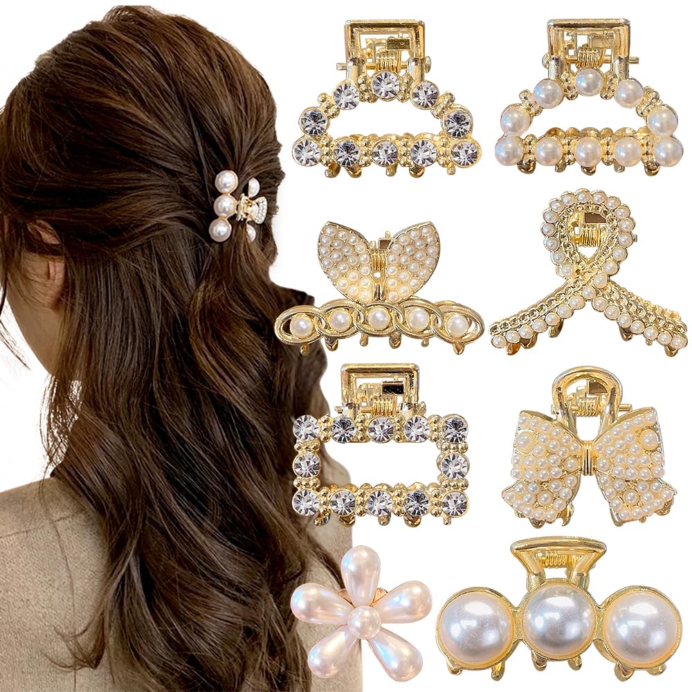 Amazon.com : 8Pcs Pearl Claw Clip Small Hair Clips for Women,Sweet