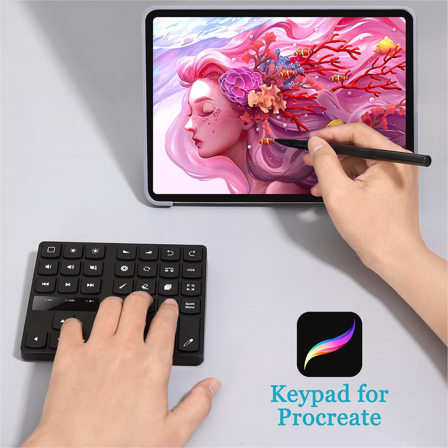 35 Keys Mini Drawing Keyboard, One Handed Ergonomic Drawing Keyboard, with 250mah Lithium Ion Battery, USB Keyboard for OS for OS X