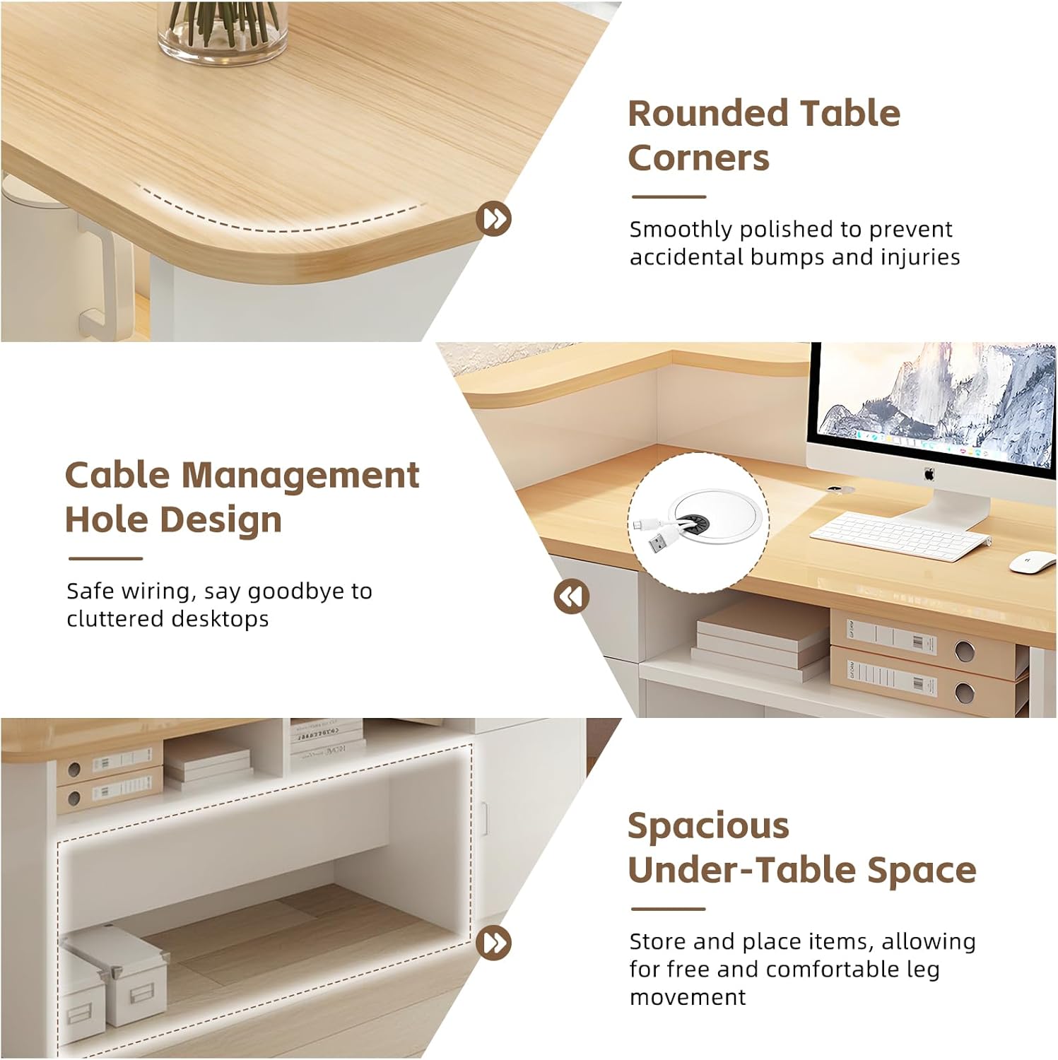 Modern Reception Desk with Display Shelves,Front Counter Table with Storage,Front Desk for Salons, Offices, Lobbies, Retail Stores and Cafes,Multiple Sizes & Colors
