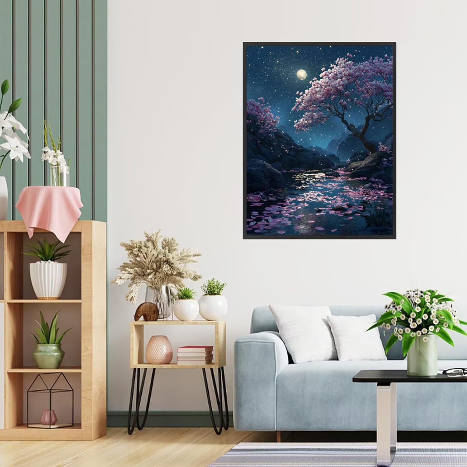 Dipingere con i Numeri Adulti Albero, rosa Dipingere con i Numeri Bambini DIY Kit, Set Premium con Pennelli, Decorazione Casa & Creativo Regalo di Compleanno, Attività di Tempo libero 70x95cm z-392