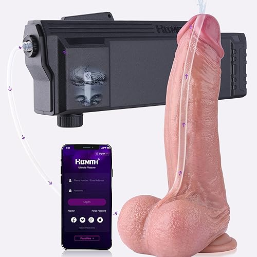 Hismith 10.5” Squirting Realistic Thick Dildo, Huge Fat Dildo with APP Controlled Automatic Lube Launcher, Lubricant Applicator with Silicone Realistic Dildo with Suction Cup Base, Adult Sex Toys