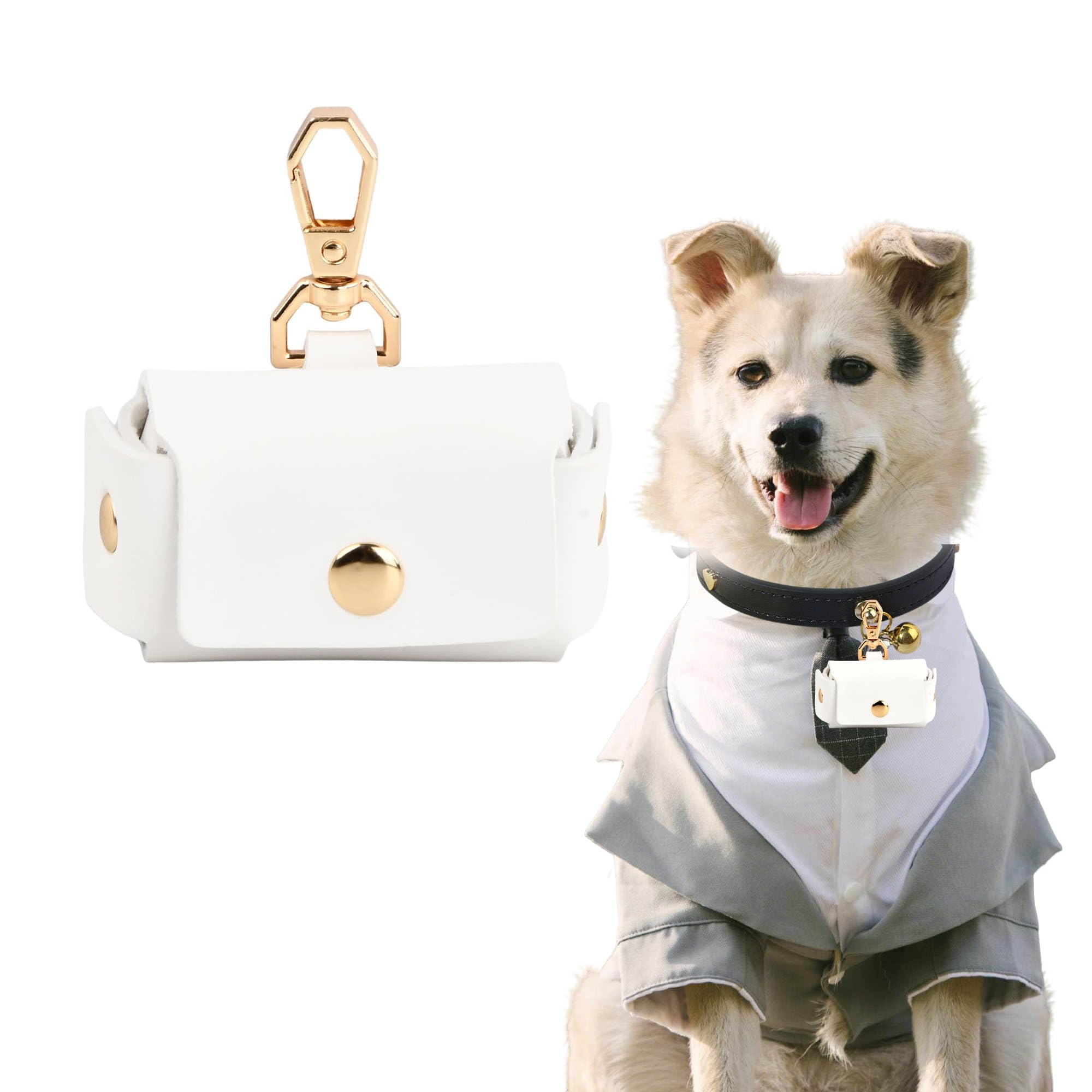 LONGHAO Ringhalter Leder Ring Kissen Ringträgerkissen Für Hundehalsband Hochzeit Ringbox Weißer Ringträger Für Hunde Ringhalter Leder Ehering Kissenbox,für Ringkissen Verlobung Oder Eheringe (#1)
