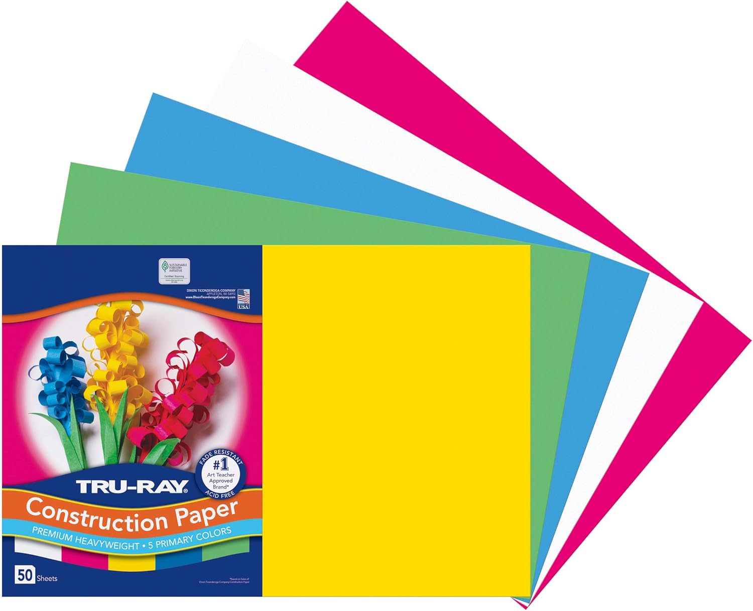 TruRay Construction Paper, Primary Assorted, 12" x 18