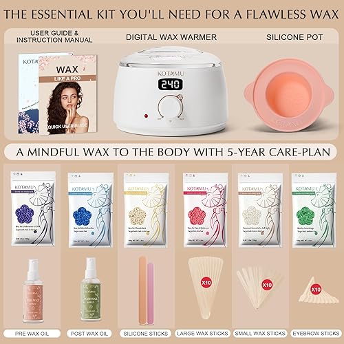 Miniatura 49 de KOTAMU Kit de depilación digital negra para mujeres y hombres, piel sensible, olla de cera dura para cejas, cara, piernas, axilas, depilación suave