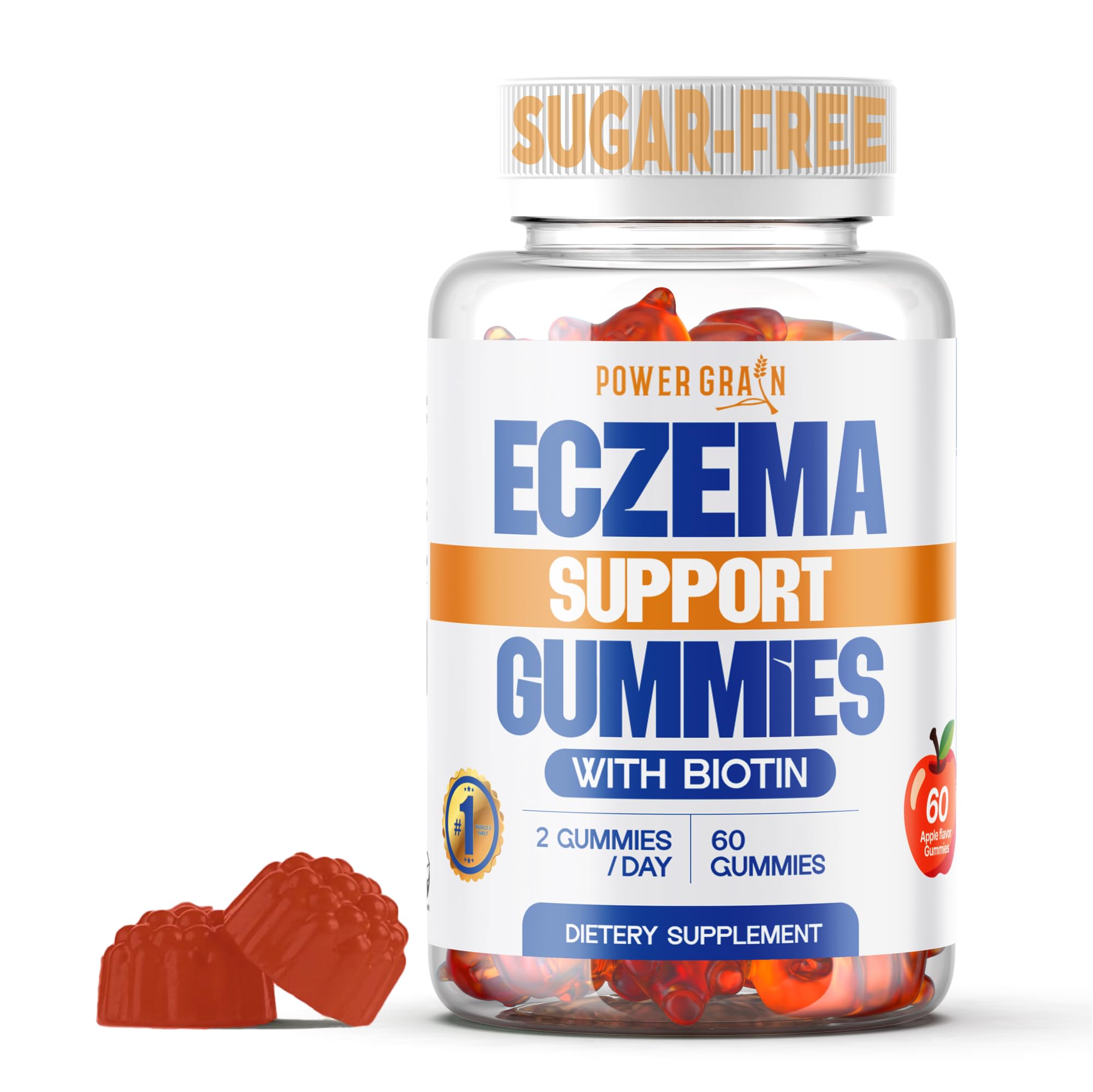 Amazon.com: Power Grain Sugar Free Eczema Treatment Gummies - USA Made -  50+ Vitamins & Probiotics for Clear, Hydrated Skin - Soothes Itching, Calms  Redness & Boosts Skin Health (60 Gummies) : Health & Household
