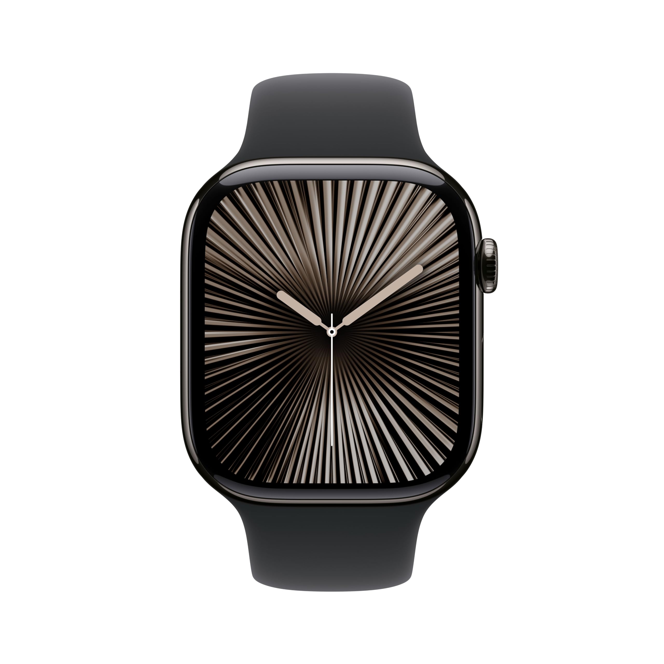 Apple Watch Series 10 (GPS + Cellular 46 mm) Smartwatch mit Titangehäuse in Schiefer und Sportarmband in Schwarz (S/M)(Reconditionné)