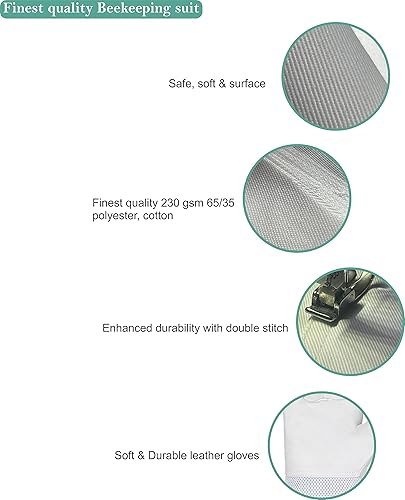 Miniatura 4 de Traje de apicultura con 3 capas de protección ultra protectora, traje de apicultor con guantes y capucha ventilada, trajes de abeja para hombres -