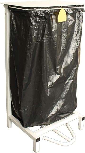Professional Hygienic White Free Standing Sack Holder & School Bin, Metal, 81x43x44cm