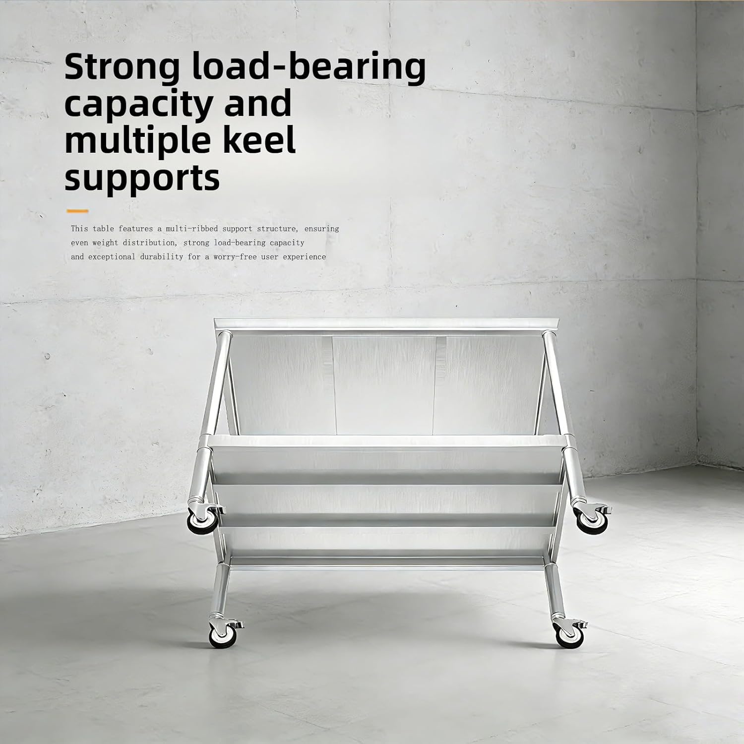 Stainless Steel Pulley Workbench with Casters, 20 * 40 inches Commercial Heavy-Duty Workbench and Prep Table with Lower Shelf, Suitable for Restaurant Kitchens, Outdoor barbecues and garages