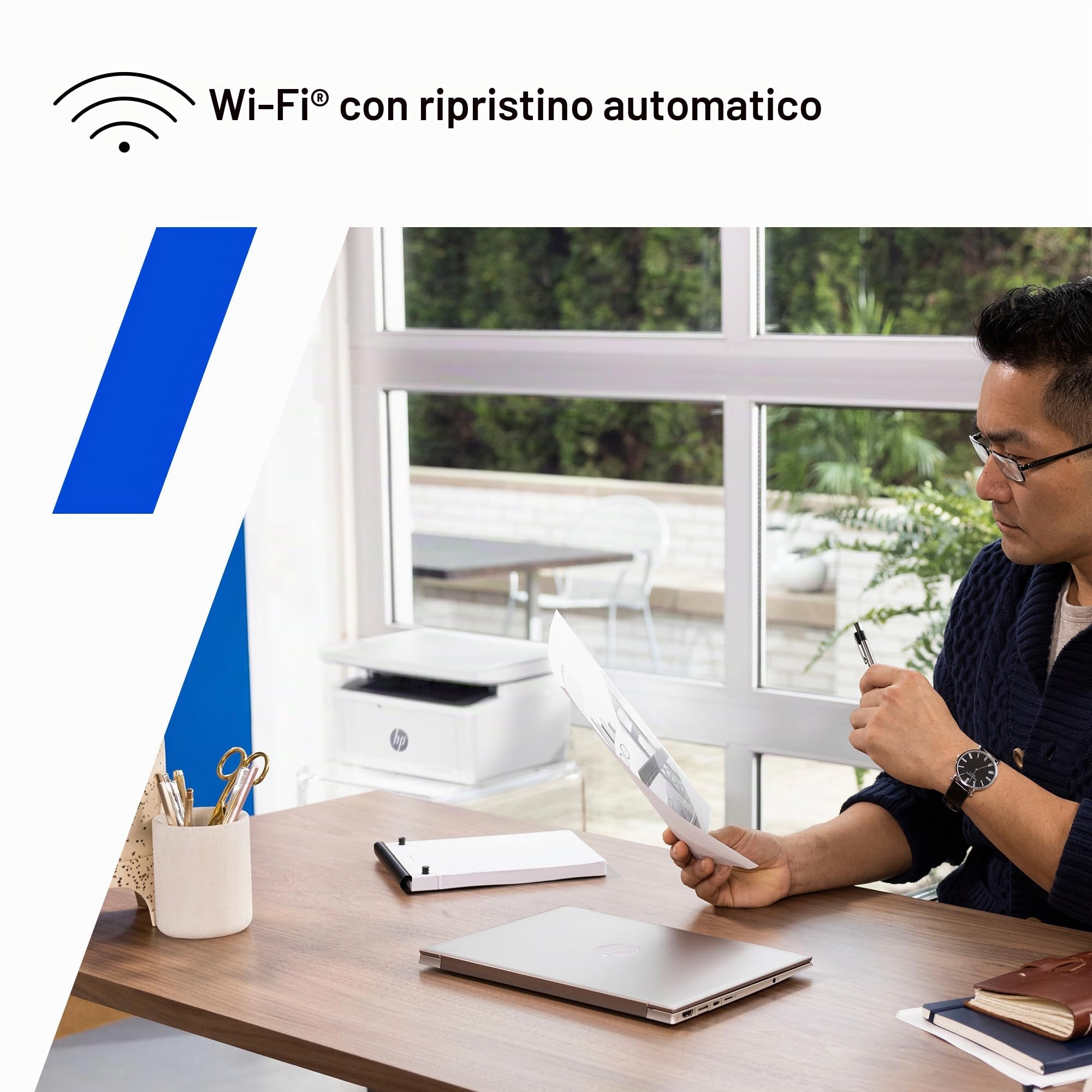HP LaserJet M140w 7MD72F, Stampante Multifunzione Laser A4, Monocromatica, Stampa Fronte e Retro Manuale in b/n, 20 ppm, Wi-Fi, HP Smart, 2 Mesi di Piano Toner Instant Ink inclusi, Bianca