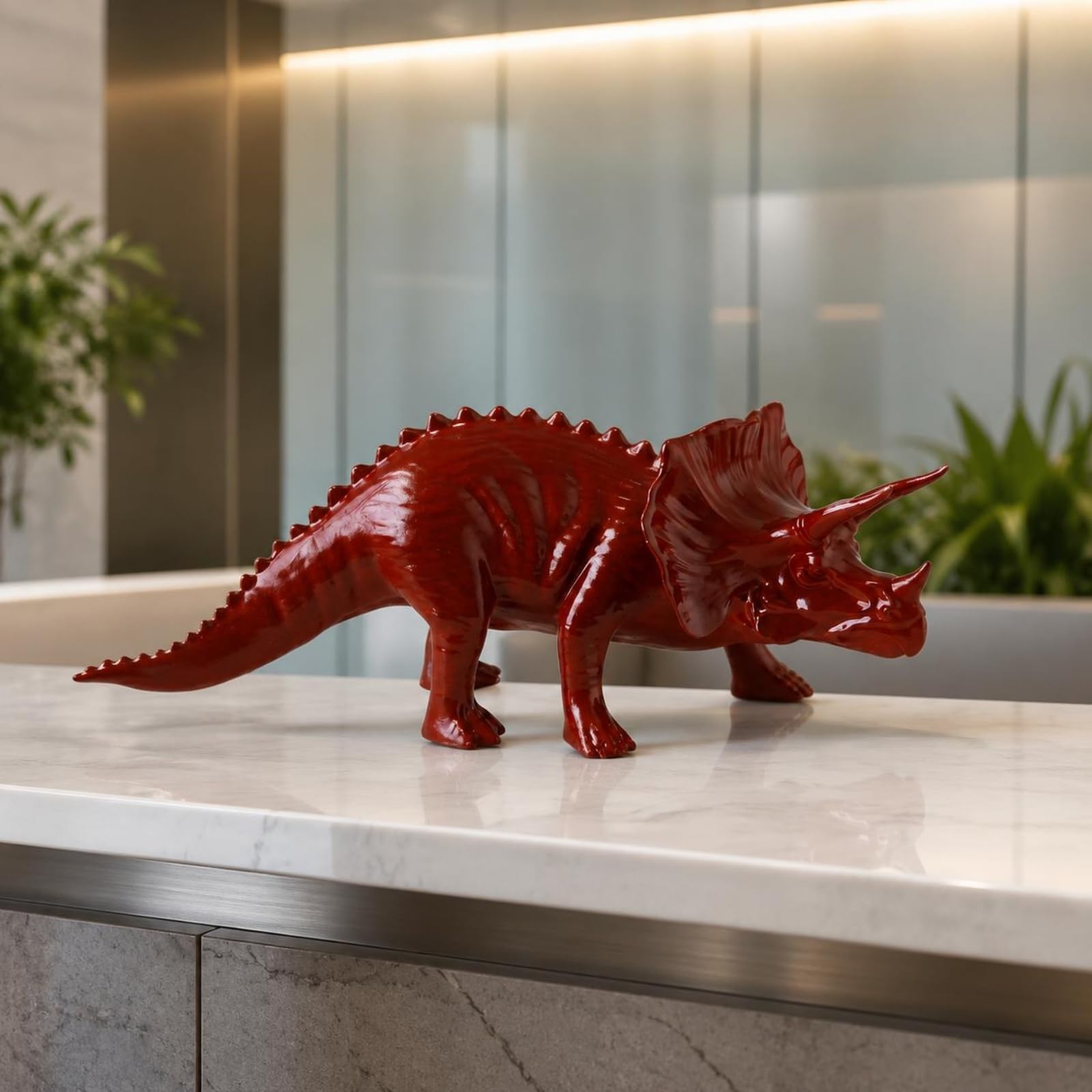 Triceratops-Figur Tischdekoration Gehörnte Dinosaurierfigur Naturgetreu Tierfigur, Schwarz