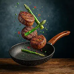 Frigideira Francesa 20cm 1L | De Alumínio Revestida em Cerâmic-flon com Fundo de Indução | Cabo Soft-Touch | PRETA