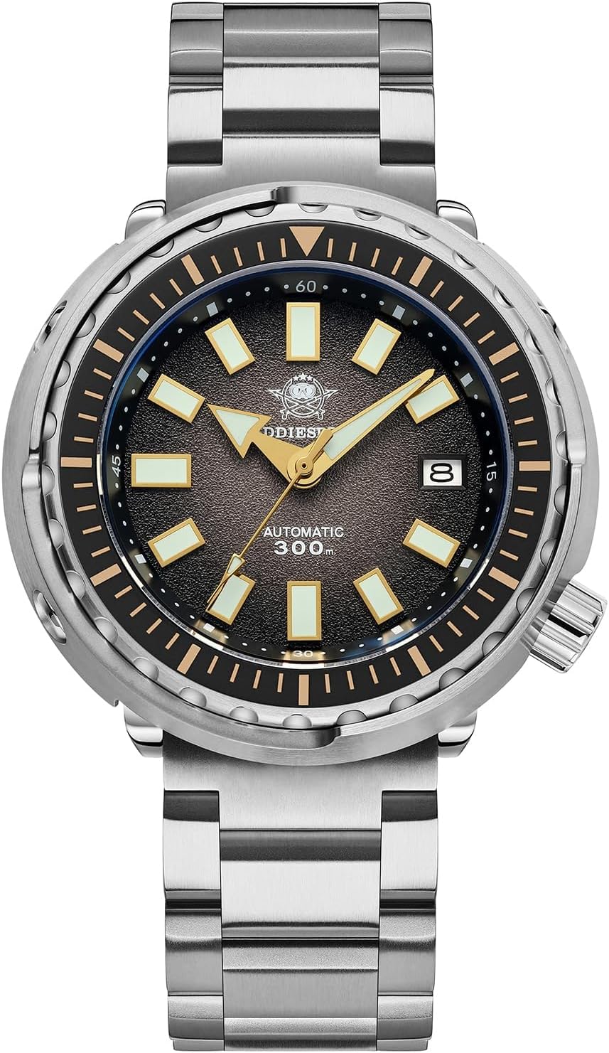 ADDIESDIVE Dive Watches for Men 44.5 MM Automatic Wristwatch Waterproof 300 M Date Display Analog Luminescent Chromalight Dial My-H5