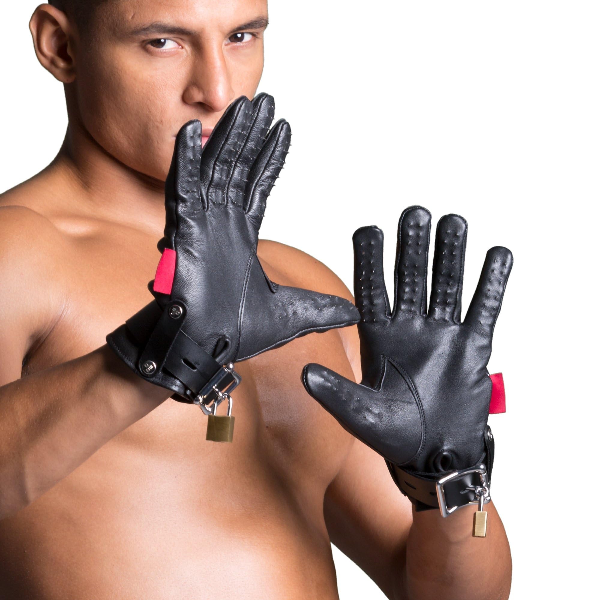 Abschließbare Handschuhe mit Spikes