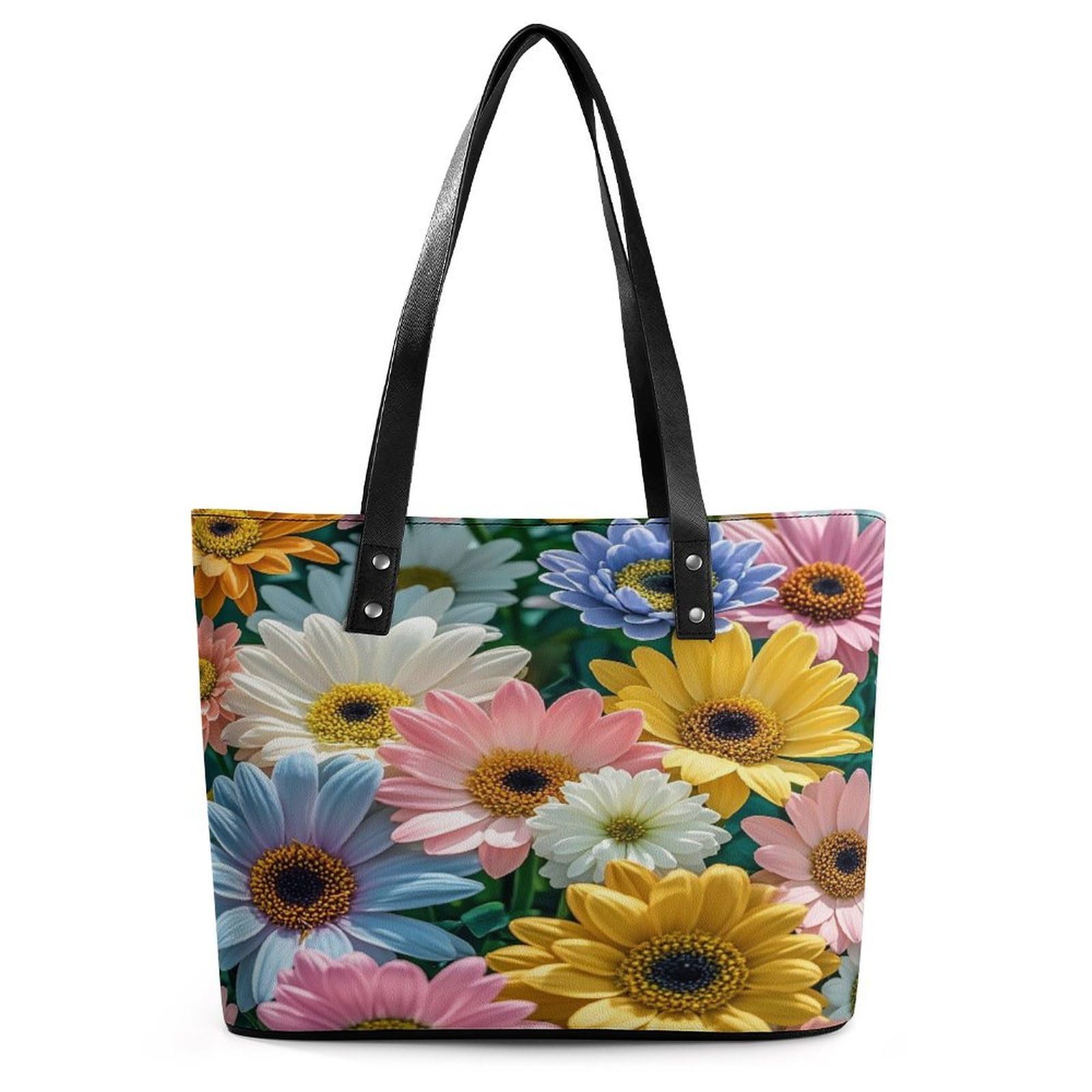 Flowers As Background Handbag for Women Leather Tote Bag Exquisite Satchel Bags for Leather Ladies Handbag