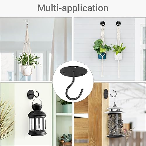 Miniatura 8 de Mkono Macetero colgante de cerámica y ganchos de techo, poco profundos de 8 pulgadas y 6 pulgadas de profundidad para plantas de interior y