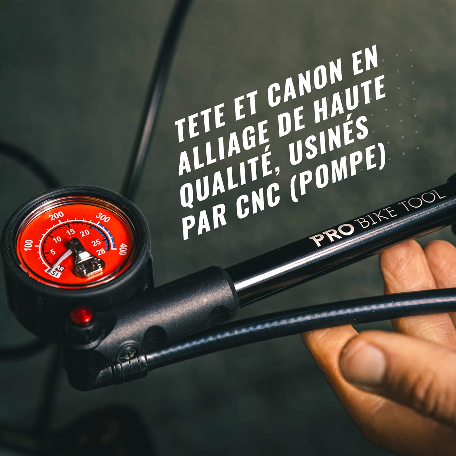 PRO BIKE TOOL Pompe À Vélo Pour VTT et Vélos De Montagne - Haute Pression 300 Psi - Pour Amortisseurs et Suspensions