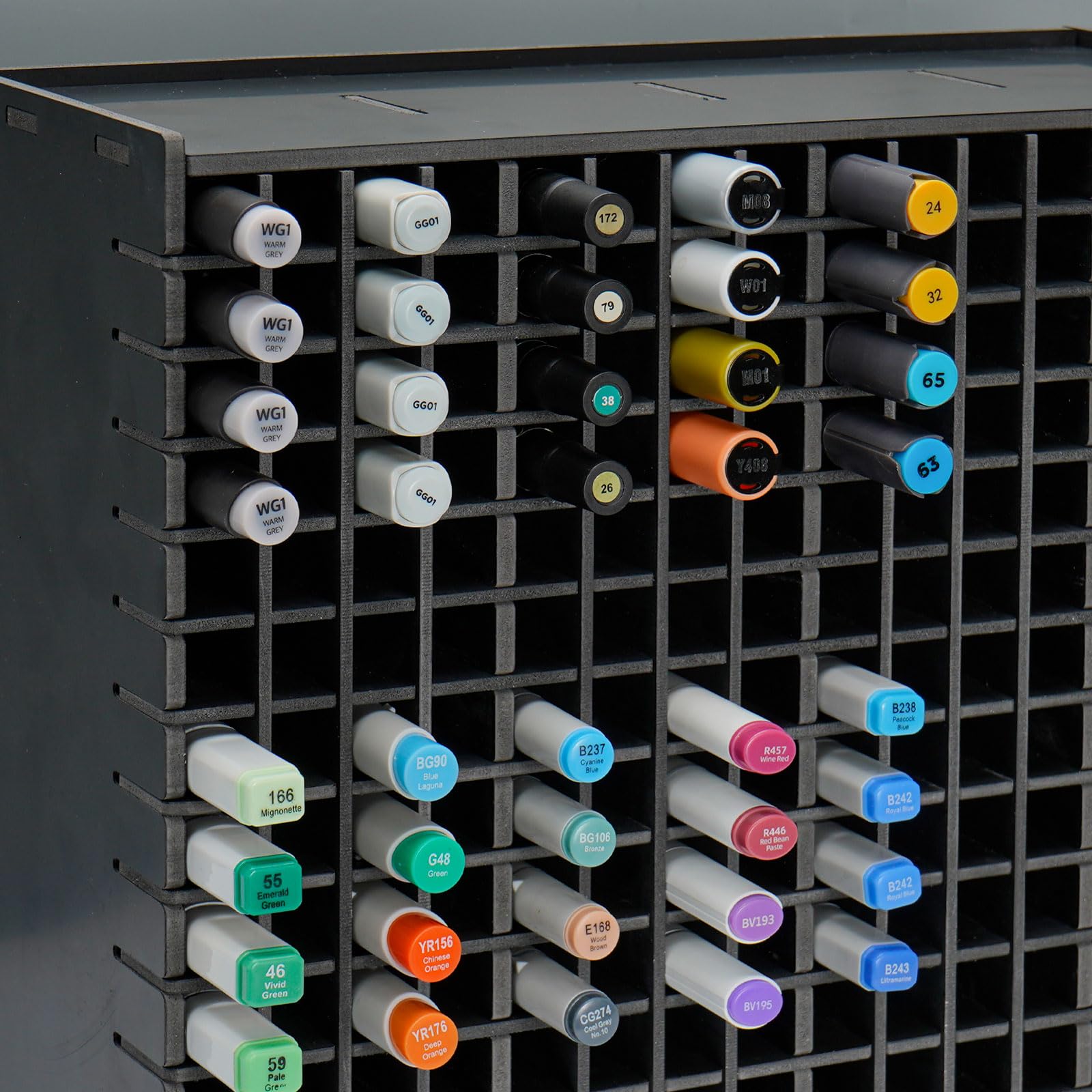 SANFURNEY Stifte-Organizer für 240 Marker, Kunstbedarf-Aufbewahrungsregal, Schreibtisch-Buntstiftehalter, Aufbewahrungsbox für Zuhause, Klassenzimmer, Büro, Schwarz