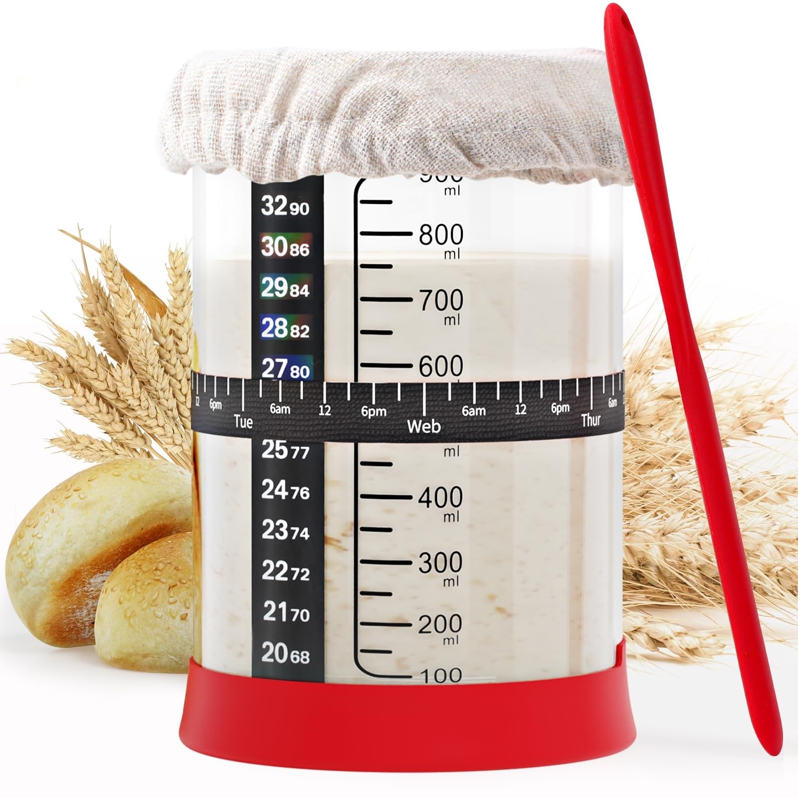 THE WHITE SHOP Sourdough Bread Starter Kit- 34 oz Large Capacity Sourdough Starter Jar the Perfect Sour Dough Bread & Sourdough Starter Kit- Sourdough Bread Baking Supplies (Size : A)