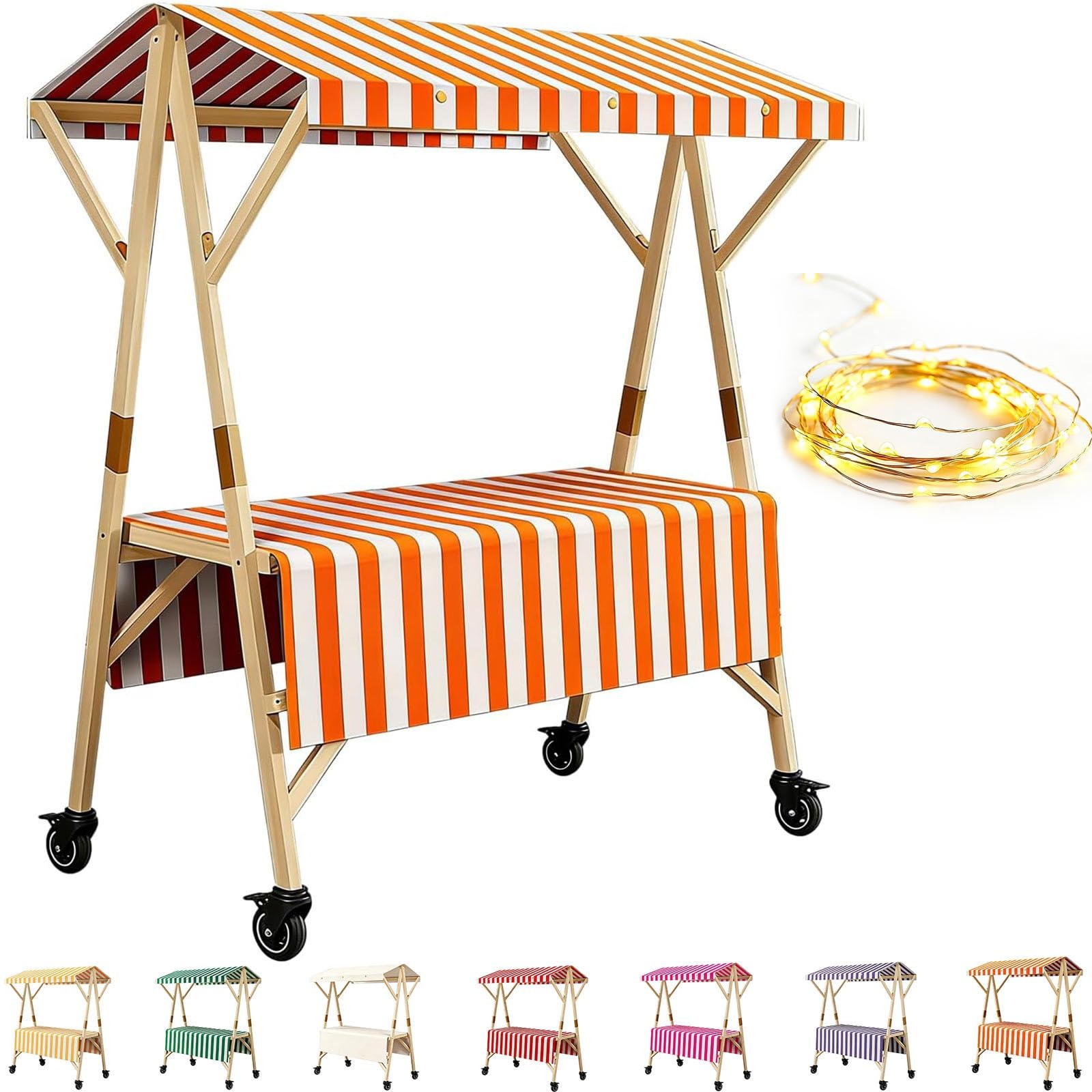 Carrello portatile per il mercato degli agricoltori - Cabina pieghevole su ruote per eventi all'aperto, bancarelle alimentari, negozi pop-up e mercati, facile da installare, 119,9 cm